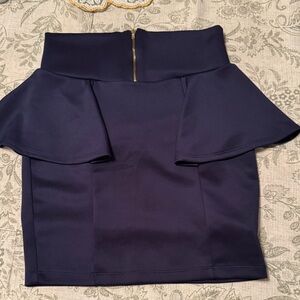 Elegant Navy Blue Women's Peplum Skirt